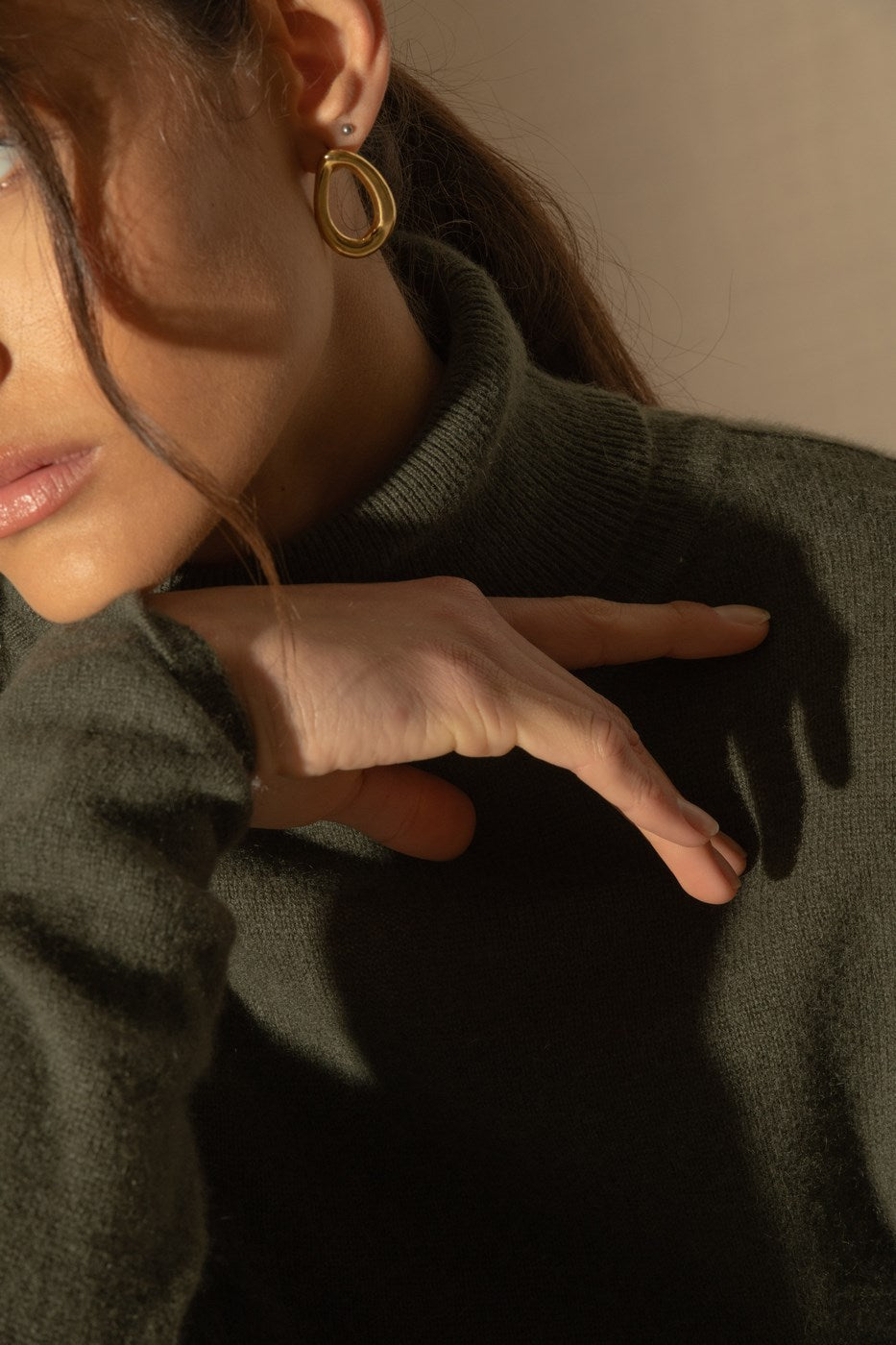 Pull Col Roulé Ashley - Kaki