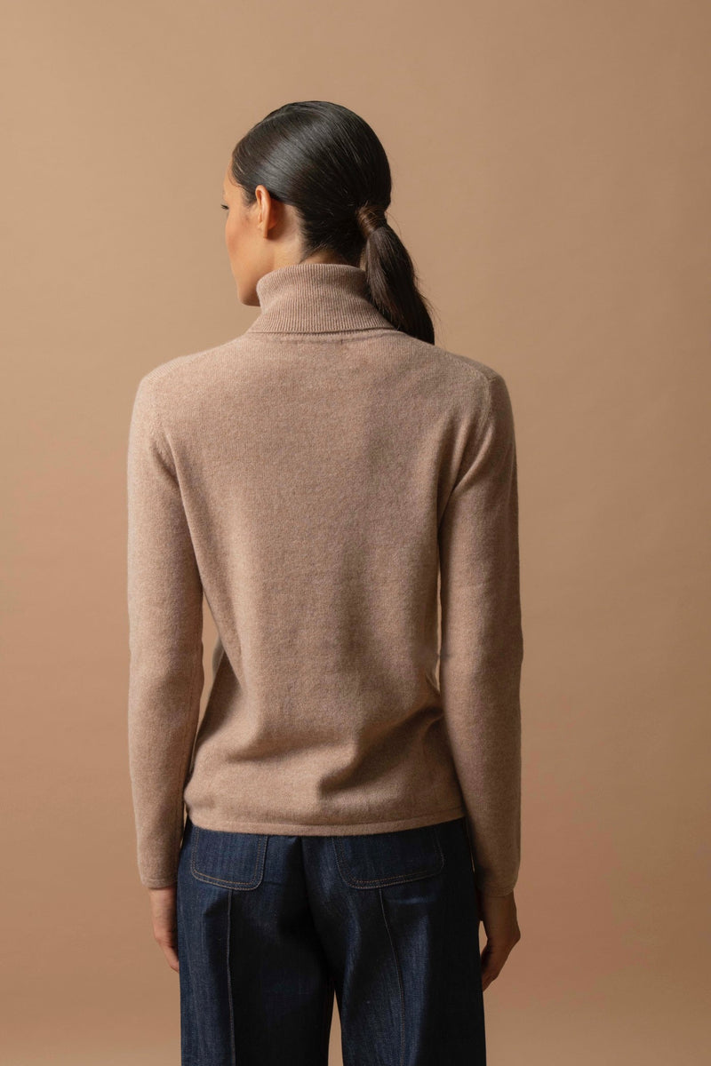 Pull Col Roulé - Ashley - Camel Chiné