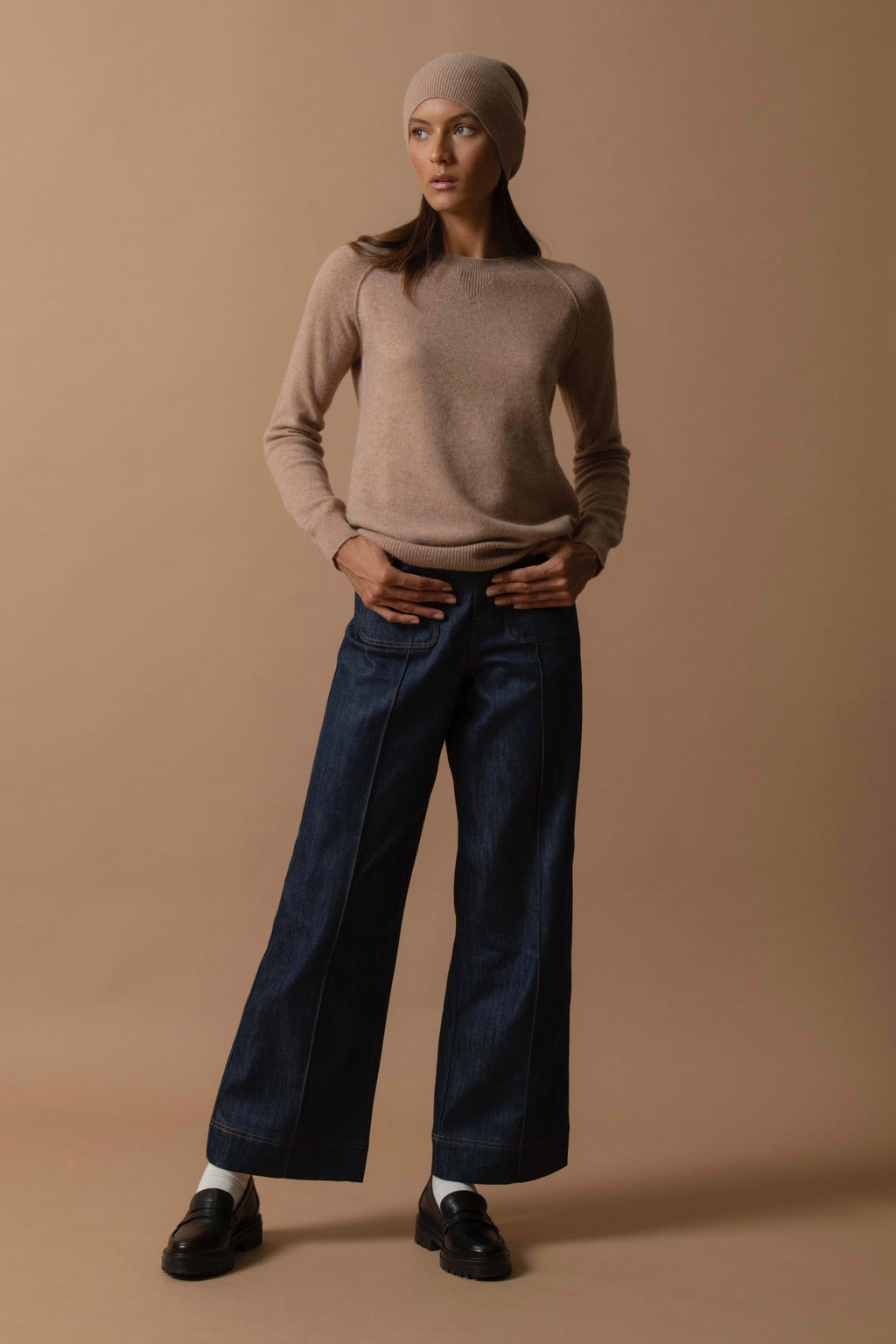 Wilma Crew-Neck Jumper - Mottled Camel