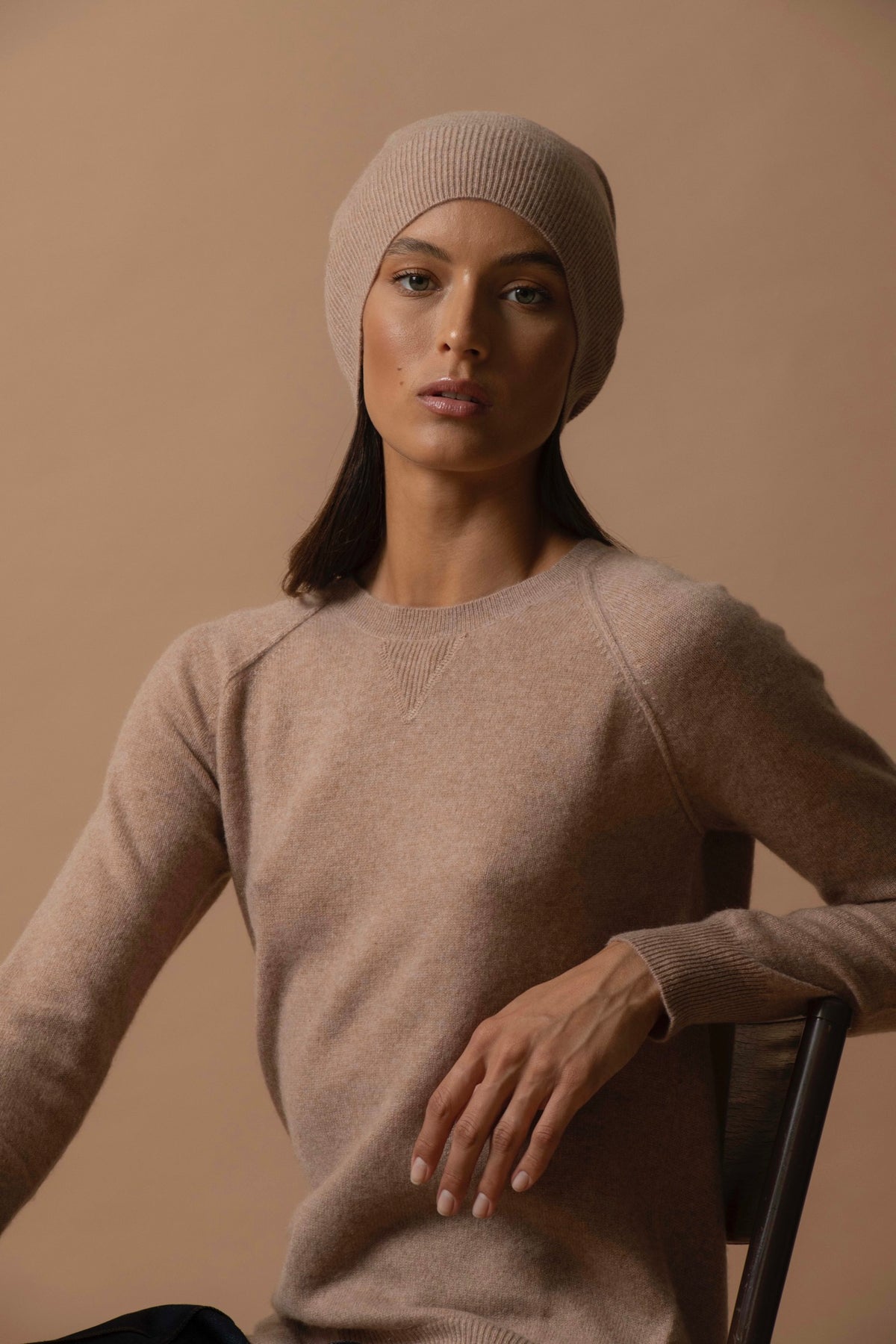 Wilma Crew-Neck Jumper - Mottled Camel