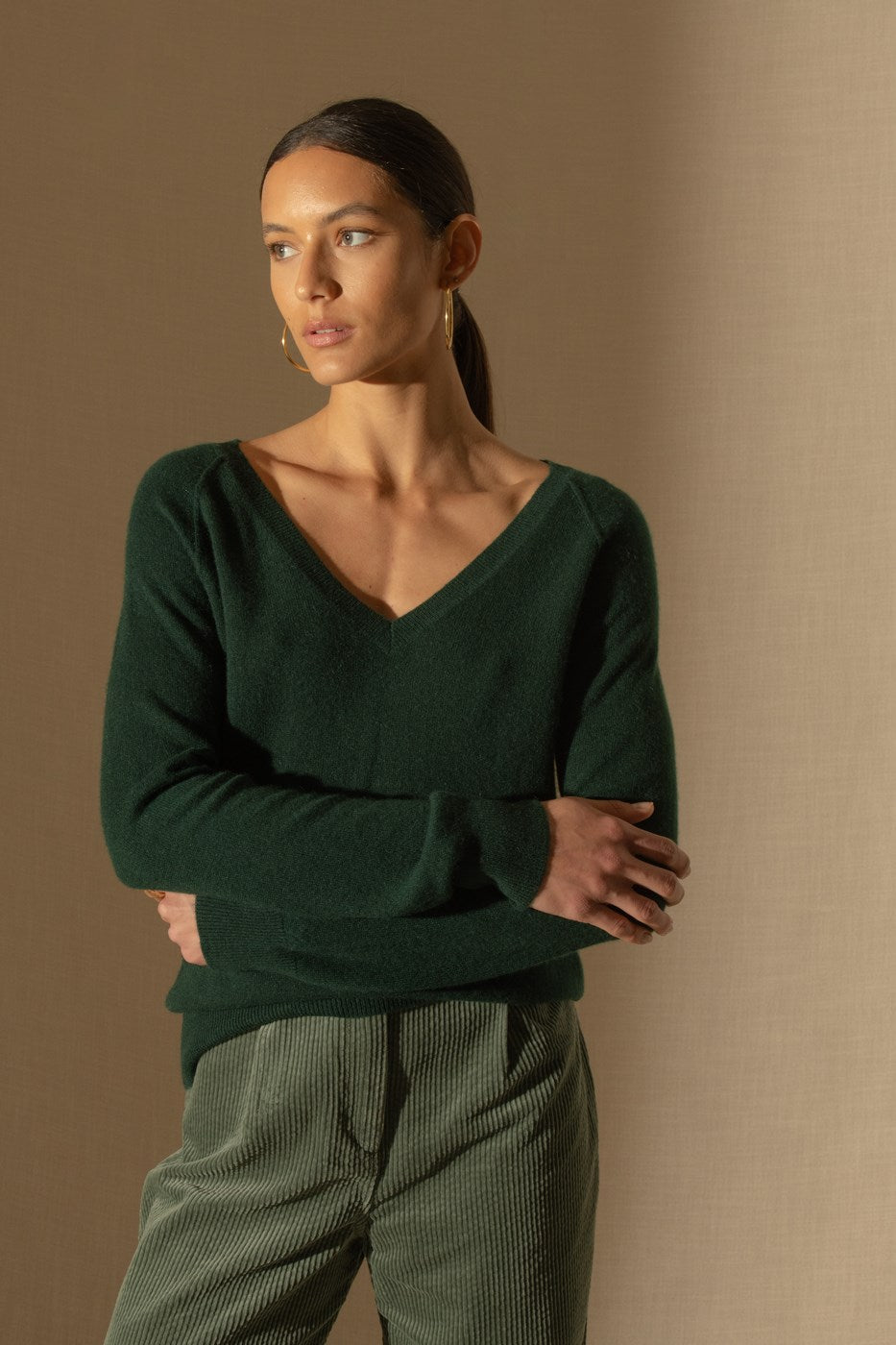 Jersey con Cuello de Pico Penelope - Ciprés