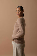 V-Neck Jumper - Penelope - Camel Marl