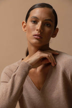 V-Neck Jumper - Penelope - Camel Marl