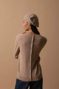 Maglione Girocollo Abbottonato Dietro Vanessa - Cammello Fiammato