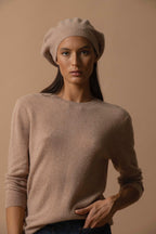 Maglione Girocollo Abbottonato Dietro Vanessa - Cammello Fiammato