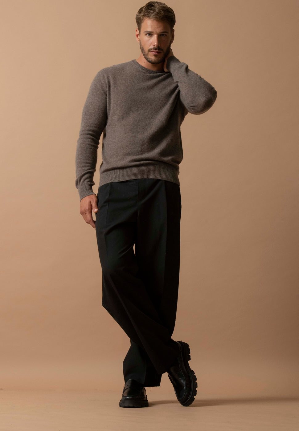 Pull Col Rond Blake - Taupe Chiné