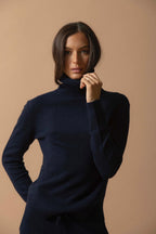 Roll Neck Jumper - Tracy - Navy