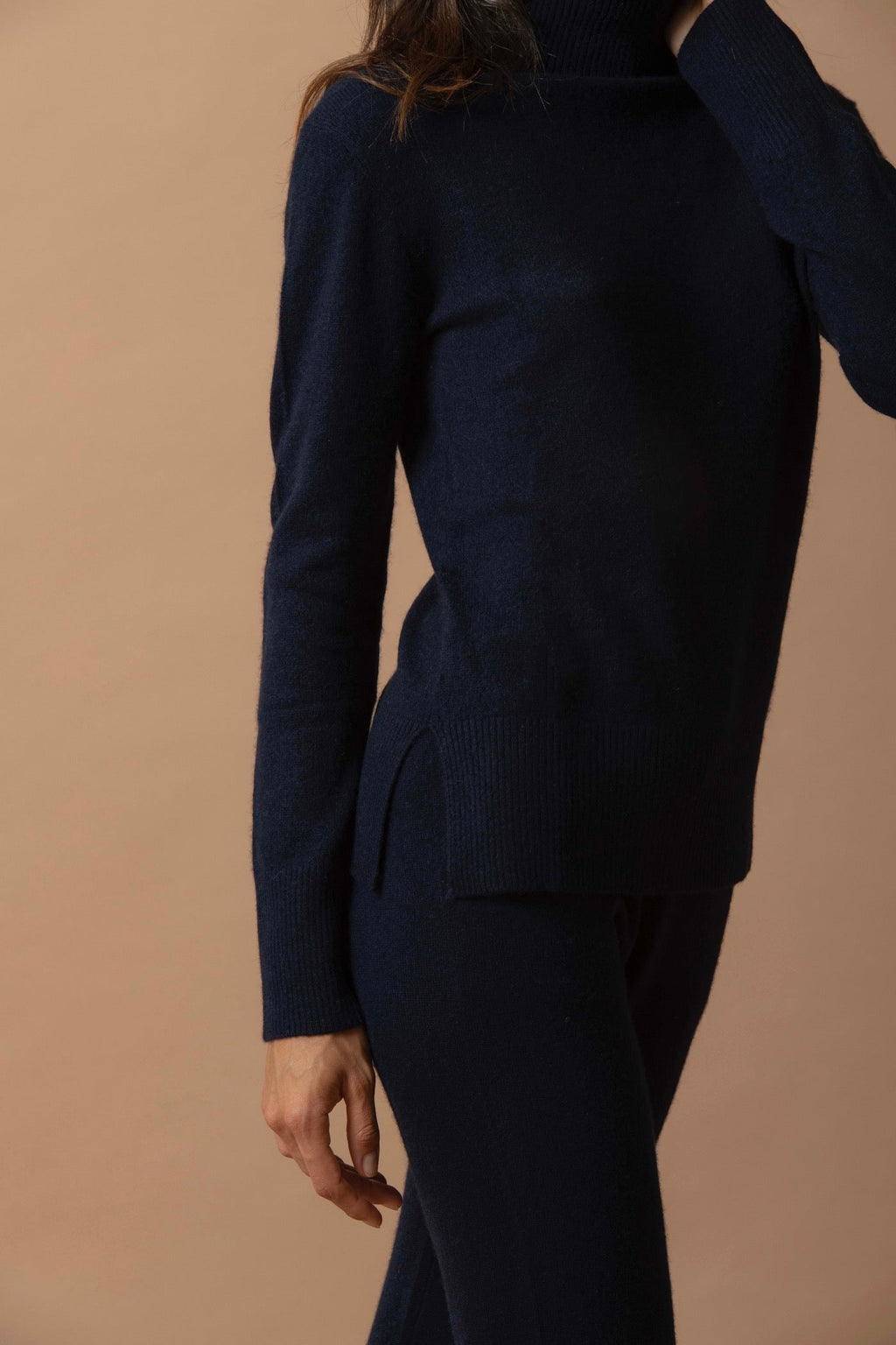 Roll Neck Jumper - Tracy - Navy