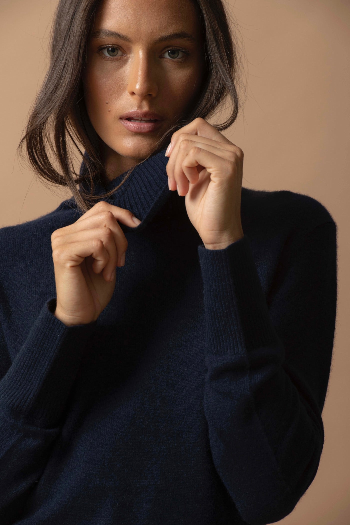 Roll Neck Jumper - Tracy - Navy
