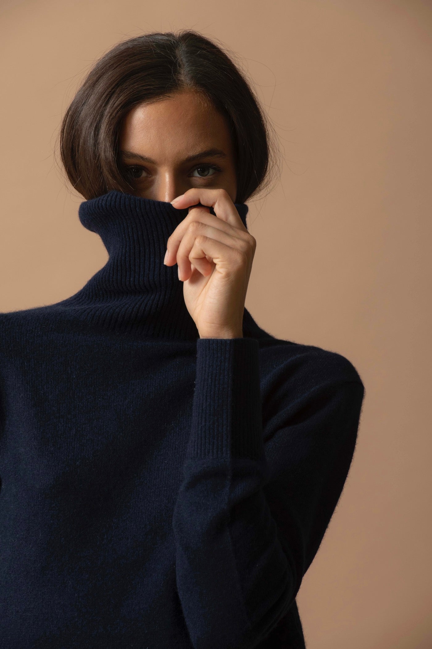 Roll Neck Jumper - Tracy - Navy