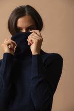 Roll Neck Jumper - Tracy - Navy