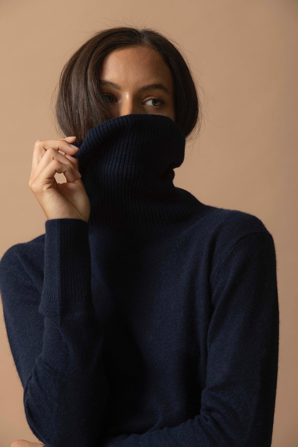 Roll Neck Jumper - Tracy - Navy