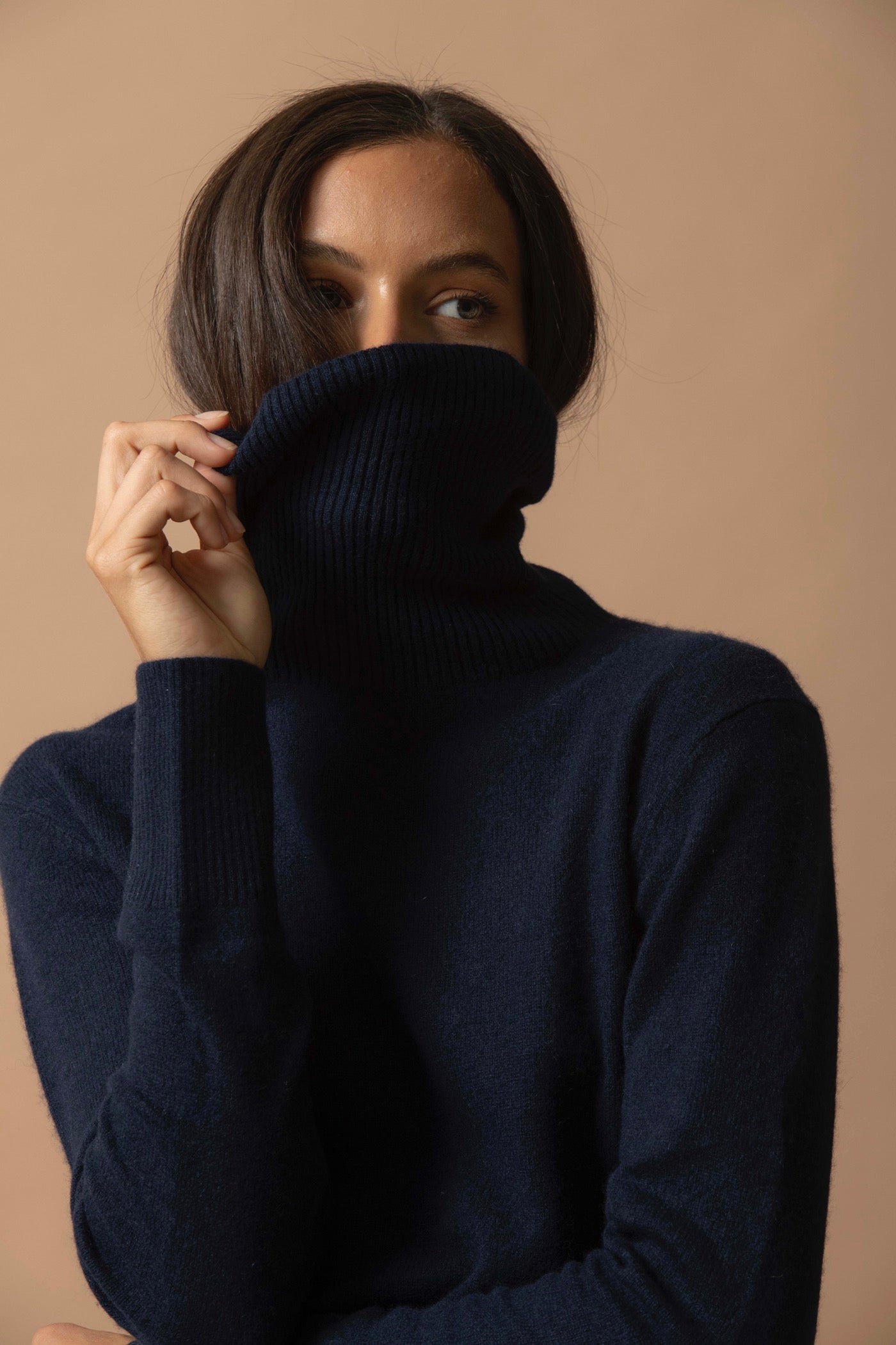 Roll Neck Jumper - Tracy - Navy