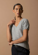 T-Shirt Col V - Efimia - Nuage Chiné