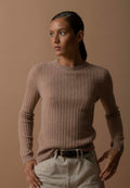 Sweter z okrągłym dekoltem Kylie - Cieniowany karmel