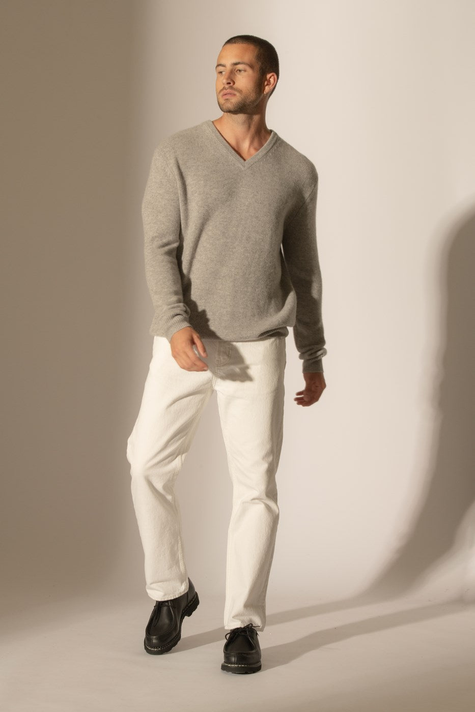 Pull Col V 4 Fils - Enzo - Nuage Chiné