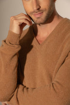 Pull Col V 4 Fils - Enzo - Noisette
