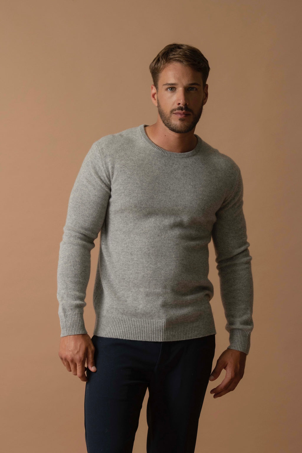 Eden 4-Ply Crew-Neck Jumper - Mottled Cloud