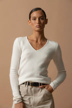 Pull Col V 4Fils Gaby - Ivoire