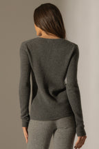 Sweter z okrągłym dekoltem 4-nitkowy Marya – Anthracite Chiné