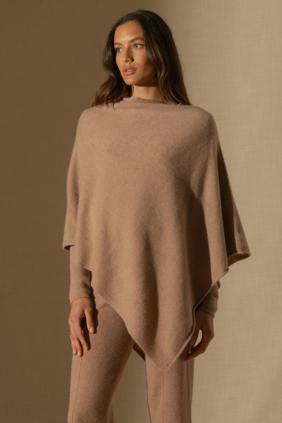 Georgia 4-Ply Poncho - Heather Camel