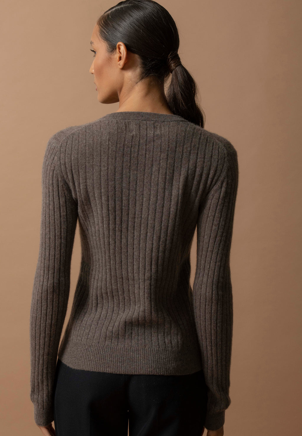Sweter z okrągłym dekoltem Kylie - Melanżowy taupe