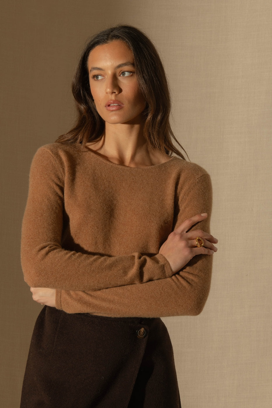 Oprah Crew Neck Jumper - Hazelnut