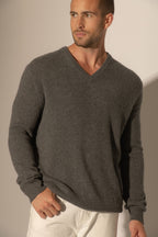 Pull Col V 4 Fils Enzo - Anthracite Chiné