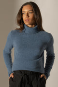 Maglione a Collo Alto 4 Fili Willow - Blu Denim