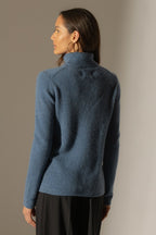 Maglione a Collo Alto 4 Fili Willow - Blu Denim