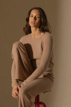 Pull Col Rond 4Fils Marya - Camel Chiné
