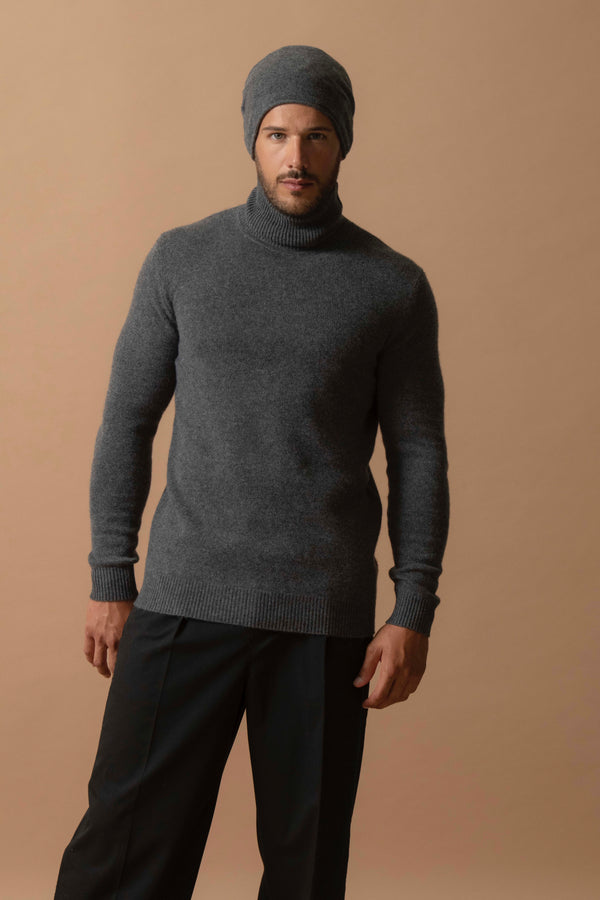 Pull Col Roulé 4 Fils Marius - Anthracite Chiné