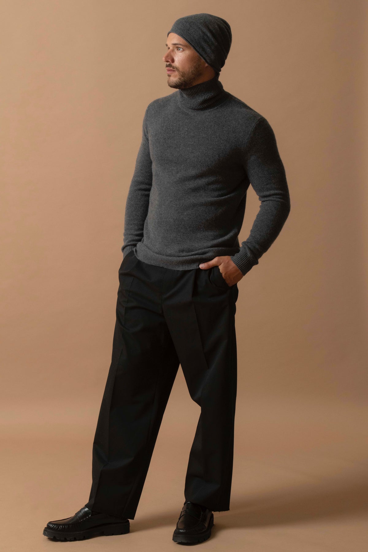 Maglione Collo Alto 4 Fili Marius - Antracite Melange