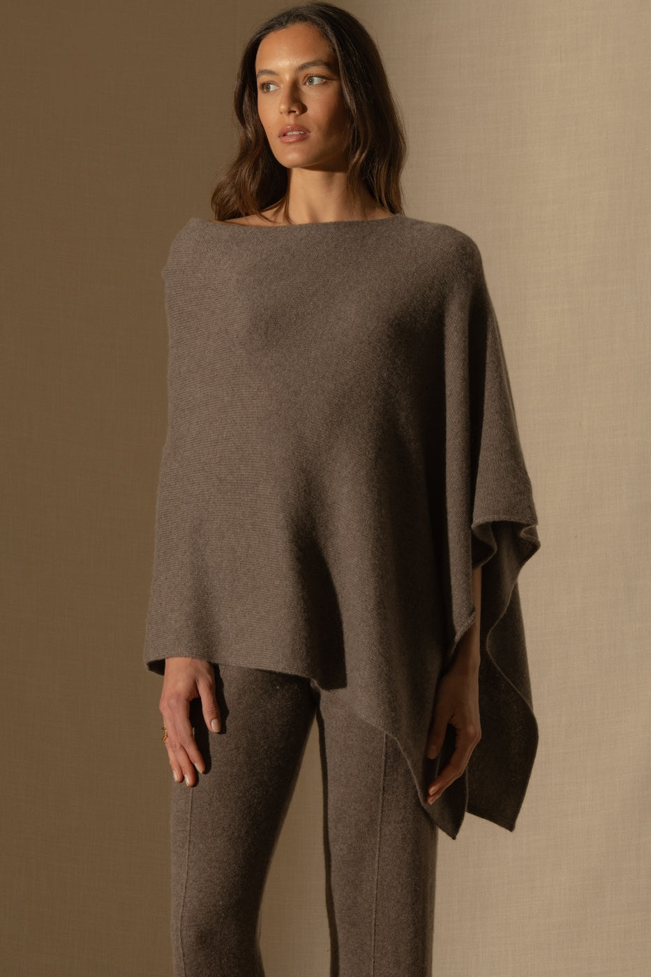 Poncho 4 Fils Georgia - Taupe Chiné