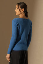 Pull Col V Shannon - Bleu Électrique
