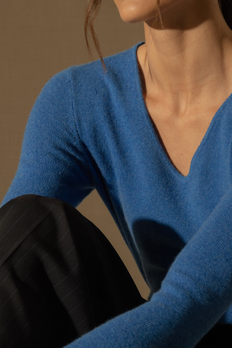 Pull Col V Shannon - Bleu Électrique