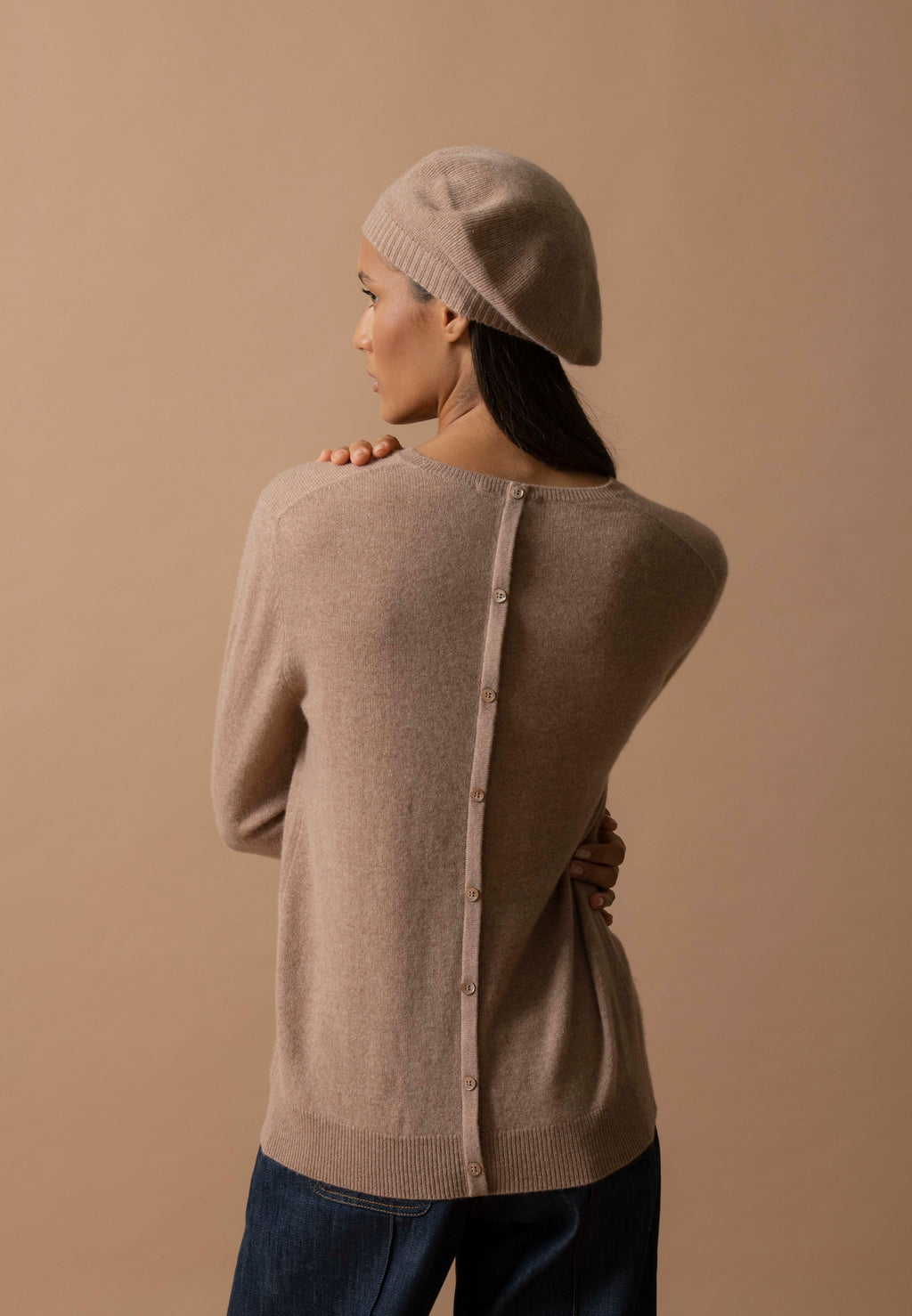 Beret 4-splotowy Cloe - Cieniowany karmel