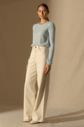 Pull Col Rond 4 Fils Marya - Bleu Clair Chiné