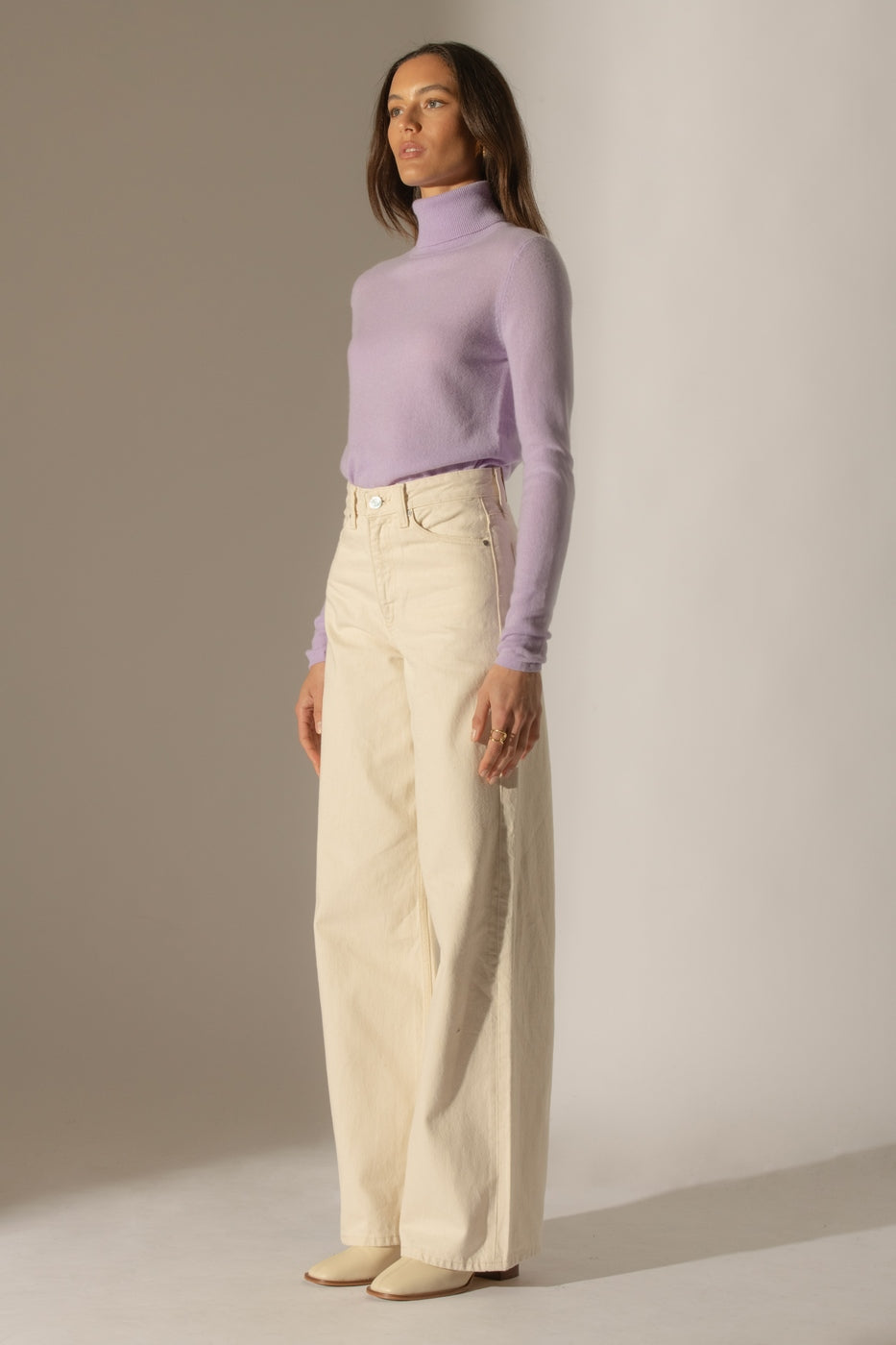 Pull Col Roulé Ashley - Mauve