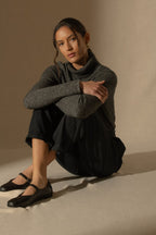 4-fädiger Rollkragenpullover Willow – Schwarz/Weiß