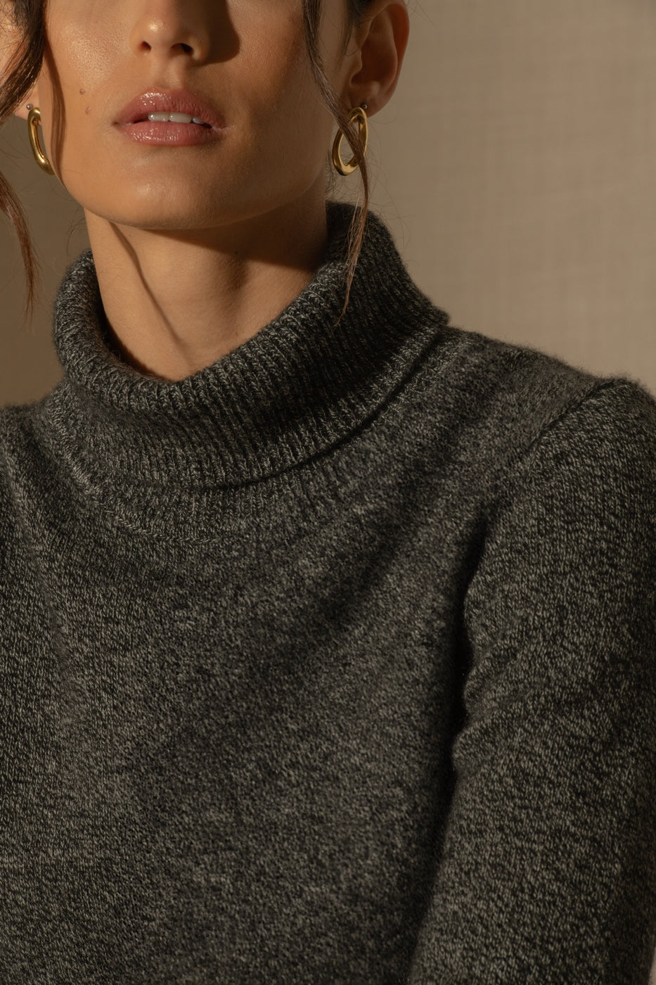 4-fädiger Rollkragenpullover Willow – Schwarz/Weiß