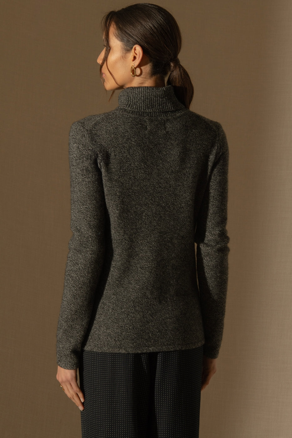 4-fädiger Rollkragenpullover Willow – Schwarz/Weiß