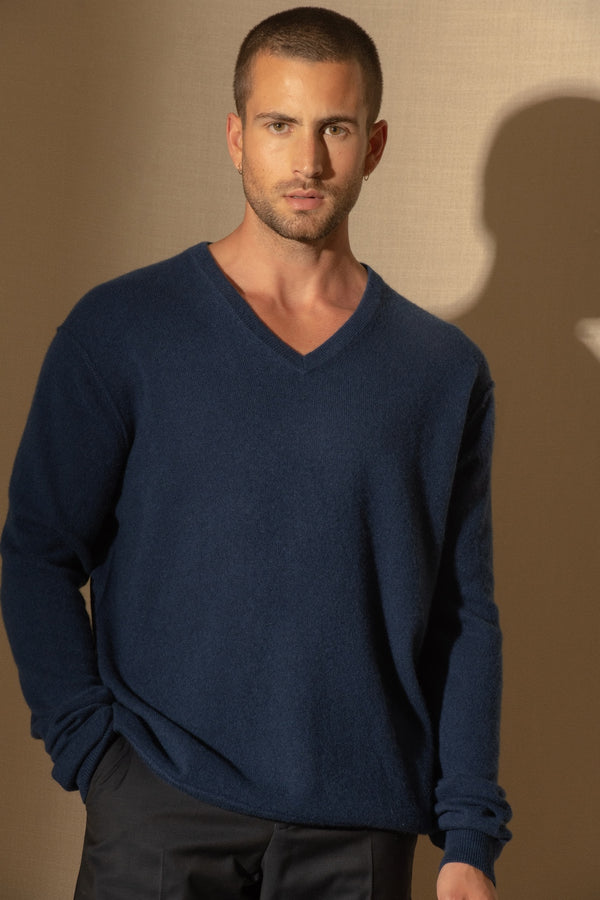 Lorenzo V-Neck Jumper - Midnight