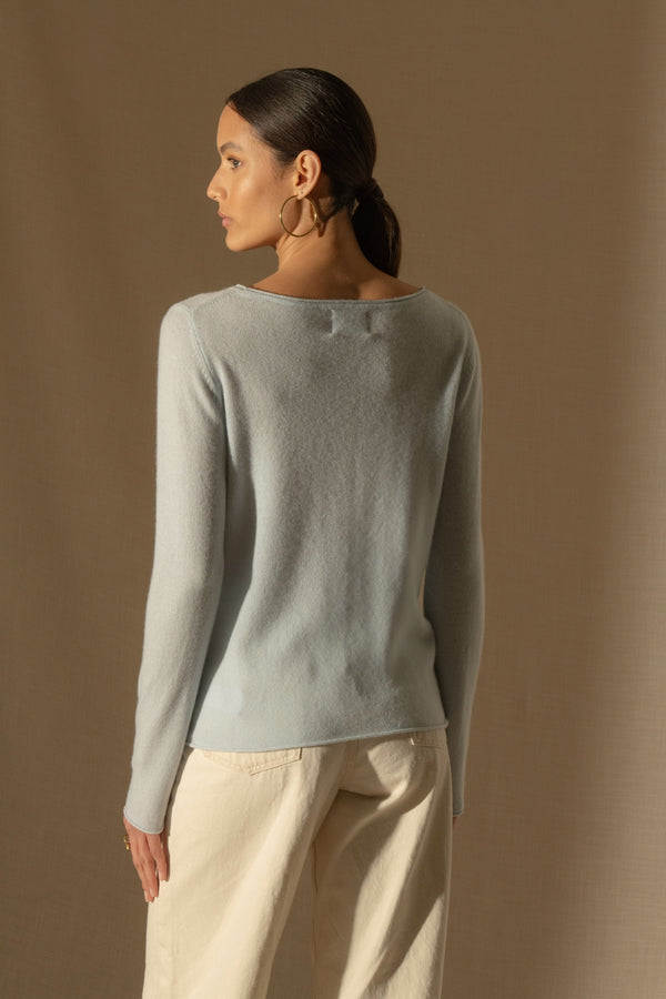 Sweter z dekoltem w łódkę Megan - Szron