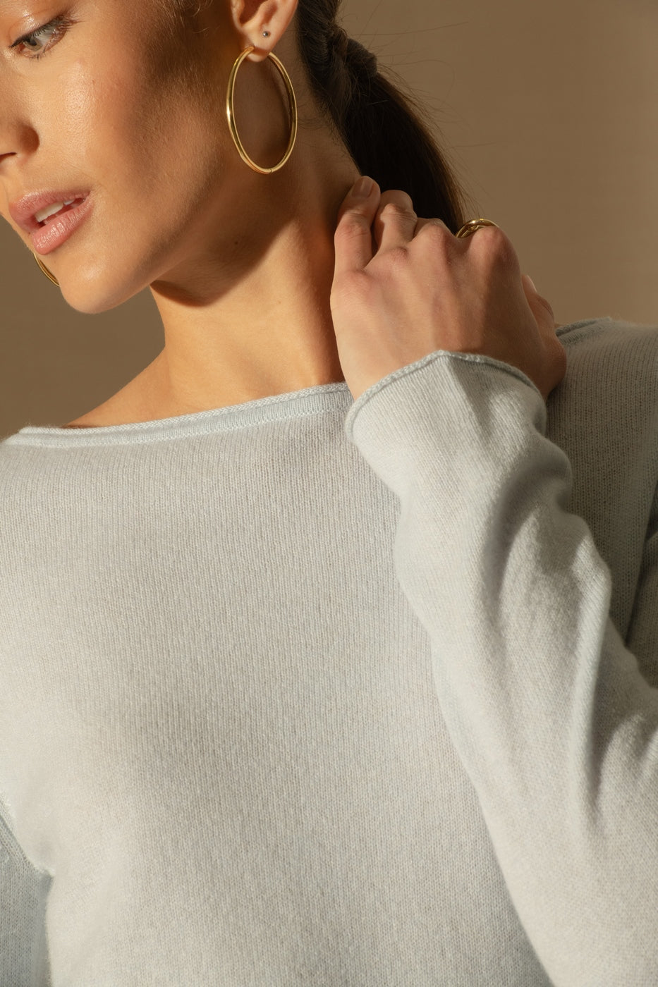 U-Boot-Ausschnitt-Pullover Megan - Eisgrau