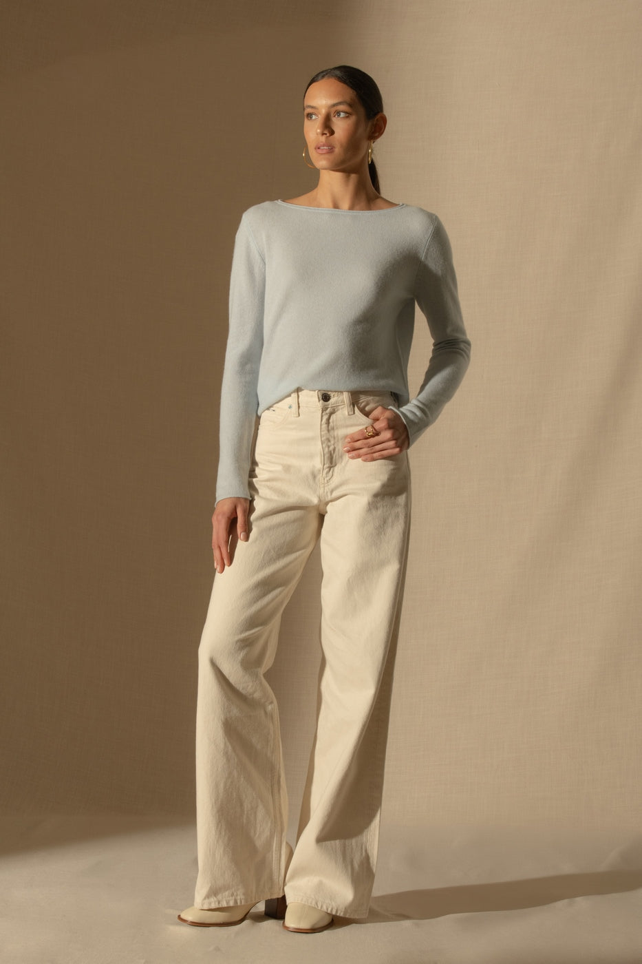 U-Boot-Ausschnitt-Pullover Megan - Eisgrau