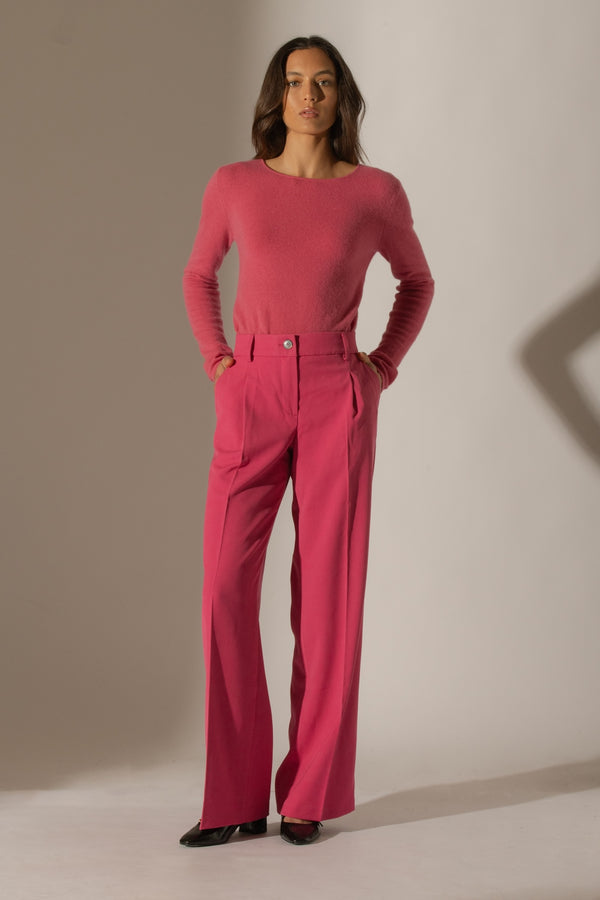 Sweter z okrągłym dekoltem Oprah – Truskawkowy