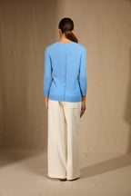 Trui Met Ronde Hals En Knoopjes Op De Rug Vanessa - Babyblauw