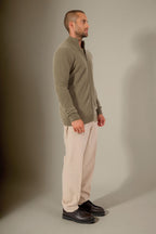 Strickjacke mit Stehkragen und Reißverschluss Cody – Armeegrün