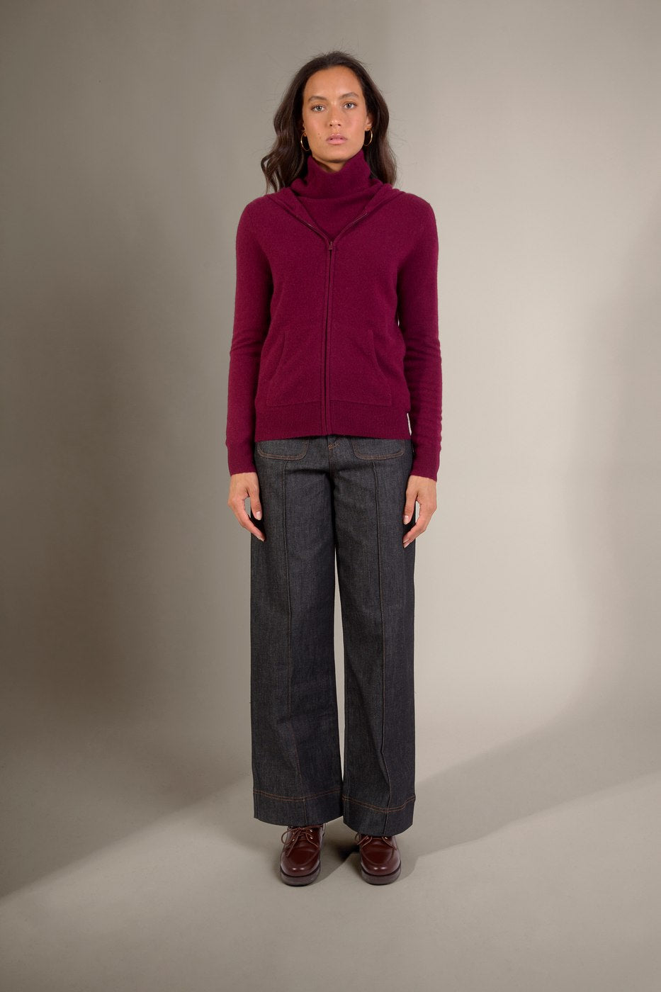 Rozpinana Bluza z Kapturem Emma - Bordowy